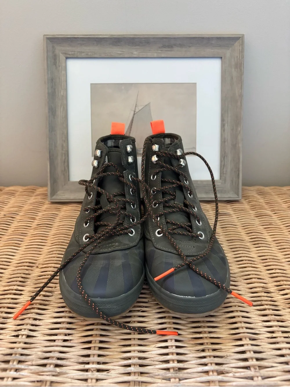 Keds Olive Green and Orange Women's Waterproof High-Top Boots